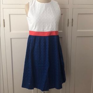 BROOKS BROTHERS white orange and blue dress!!